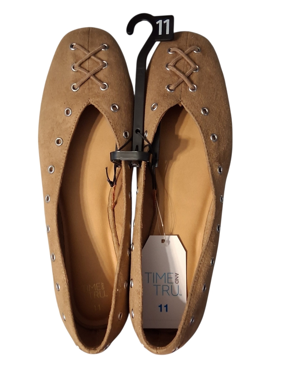 Time and Tru Tan Suede  Corset Ballet Flats Size 11